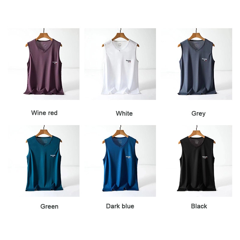 Kyushuad Áo Thun Sát Nách Cổ Chữ v Vải Lụa Lạnh Nhanh Khô Thoáng Khí Phong Cách Thể Thao Cho Nam