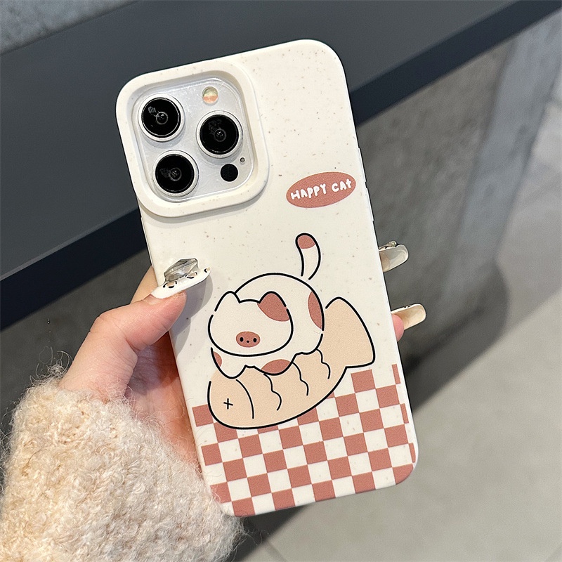ỐP LƯNG IPHONE Hoạt Hình Ốp Điện Thoại Lúa Mì Hình Mèo Hoạt Họa Cho iphone15 / 14promax / 13 / 12 / 11 / xr / xs / x / xsmax / 6 / 7 / 8plus-RK