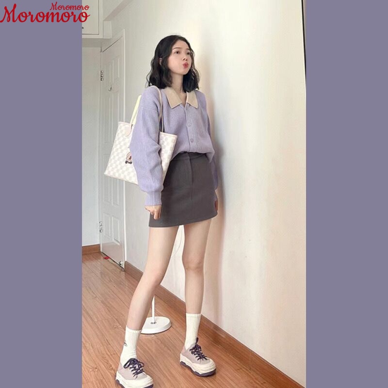 Moromoro Áo Len áo khoác cardigan hàn quốc Casual Korean Fashion WMY2300HHR 42Z231018