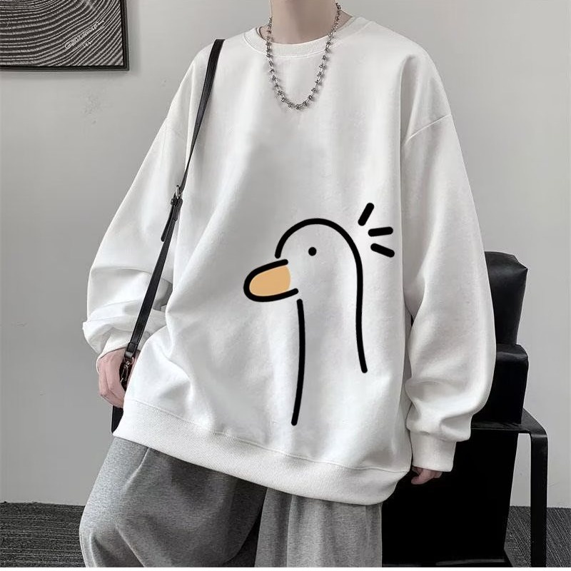 Áo sweater nam bigsize có size lớn M-8XL Áo Nỉ Tay Dài Dáng Rộng In Họa Tiết Chú Vịt Vui Nhộn Phong Cách vintage Mỹ Thời Trang Cho Nam Và Nữ