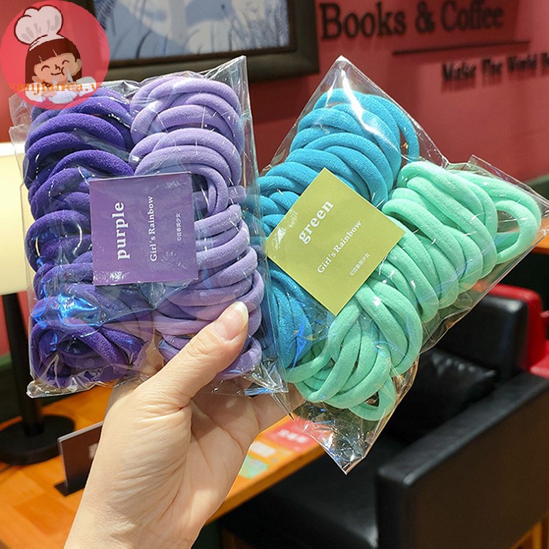 Yanca set 50 Dây Buộc Tóc 4cm 2cm Chất Liệu nylon Co Giãn Nhiều Màu Sắc Cho Nữ vn