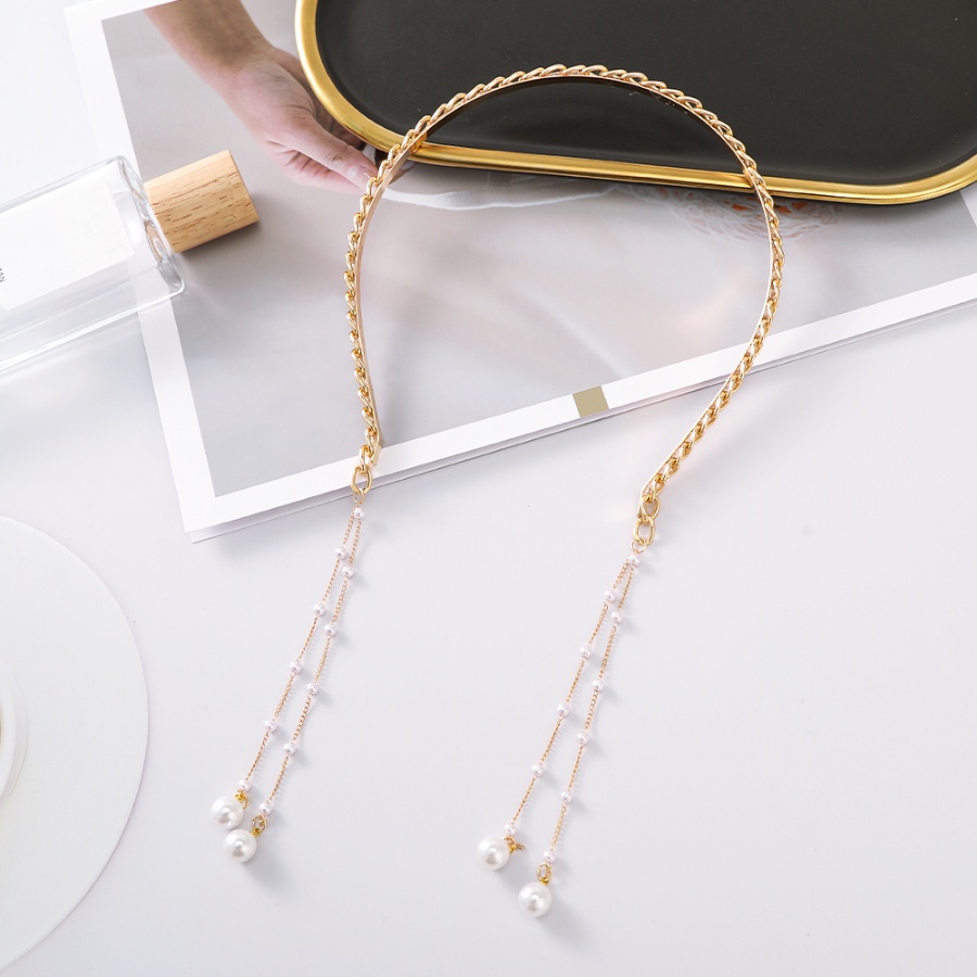 Băng Đô Cài Tóc Dây Xích Hình Bướm Bằng Hợp Kim Mỏng Đính Ngọc Trai & Kim Cương Kẹp Tóc