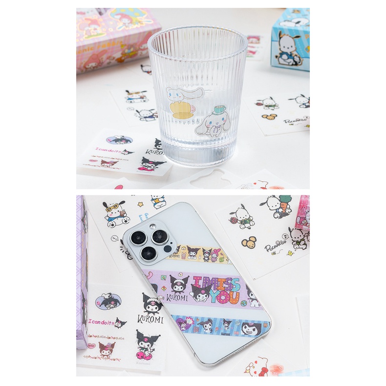 Hoạt Hình Cuộn Băng Dính washi Hình sanrio kuromi melody Dễ Thương Trang Trí Sổ Tay