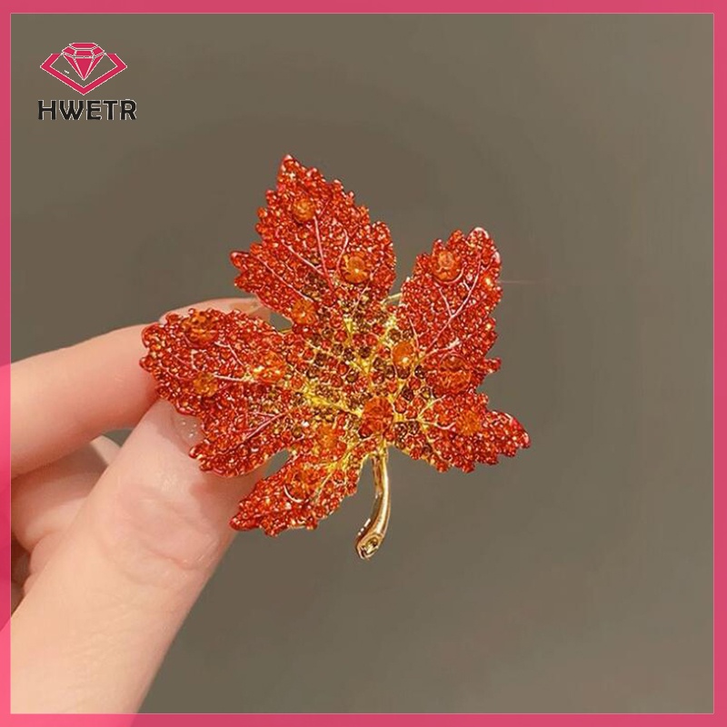 Ghim Cài Áo Hình Lá Phong Đính Đá Thời Trang Cho Nam Nữ Mới