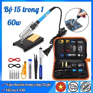 Bộ 15 món Mỏ hàn thiếc điều chỉnh nhiệt độ, máy hàn chì mini, mỏ hàn tq936 60w 220v và phụ kiện hàn
