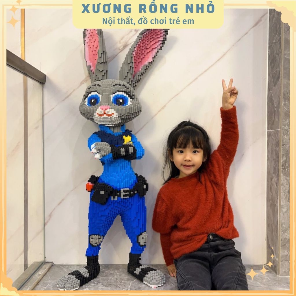 Lego cáo cảnh sát, thỏ cảnh sát 108cm tặng búa, lego cáo, thỏ 1m