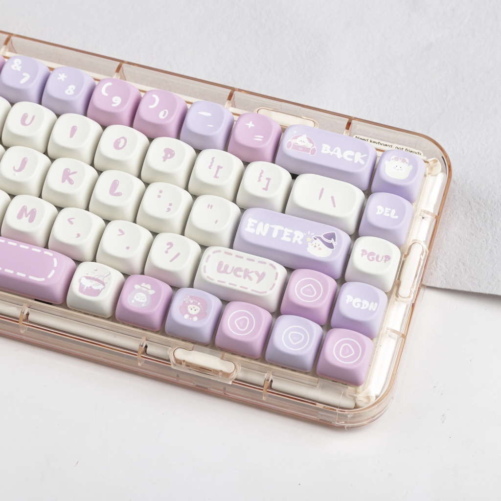 Bun keycaps moa profile Bộ Bàn Phím Cơ Màu Hồng Hoạt Hình pbt Nhuộm Hồng