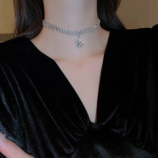Vòng cổ Mặt Tròn Đính Đá Phong Cách Âu Mỹ Sang Trọng Thời Trang Cao Cấp Cho Nữ