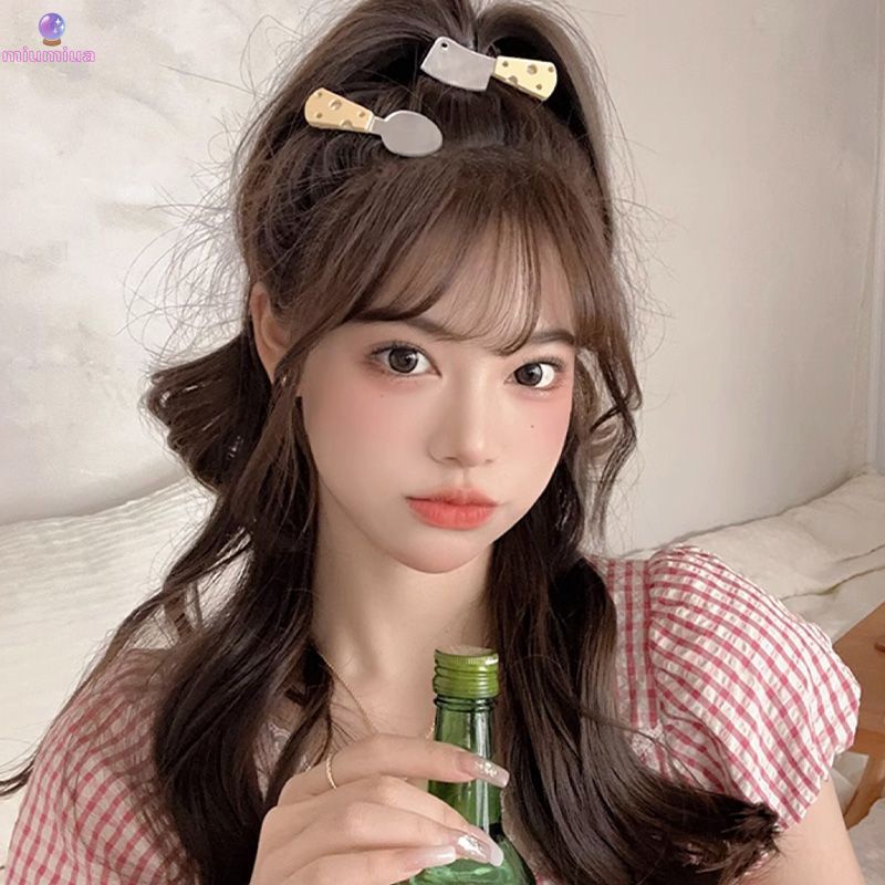 Miu🔮Mới Kẹp Tóc Phô Mai / Nĩa / Gương Phô Mai Dễ Thương Vui Nhộn Cho Bé Gái
