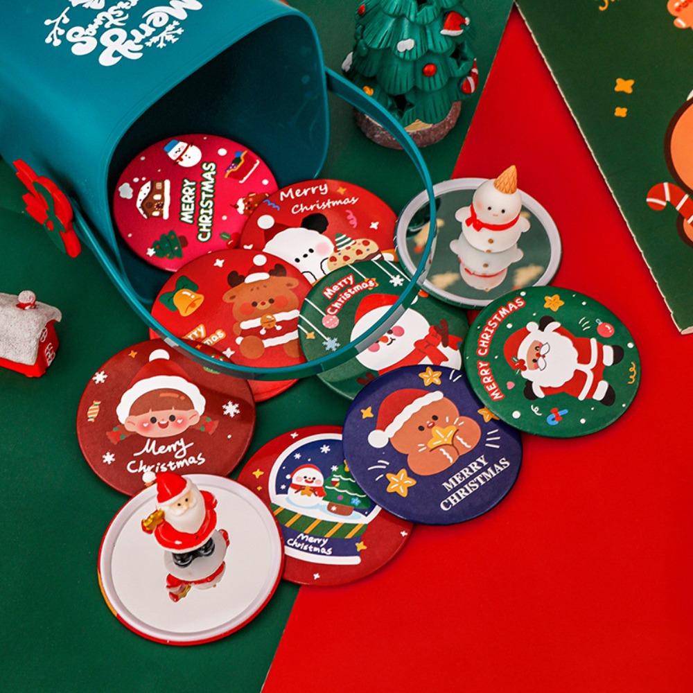 Hchc Gương Trang Điểm mini Cầm Tay Bỏ Túi Hình Ông Già Noel