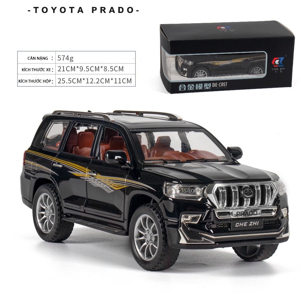 Xe mô hình ô tô Toyota Land Cruiser PRADO Kim loại  chạy cót, Xe oto đồ chơi