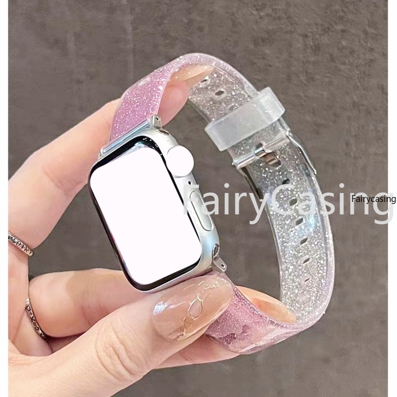 Mềm Dây Đeo Đồng Hồ Bằng silicone Lấp Lánh Cho apple watch ultra2 49mm 44mm 45mm 42mm 41mm 42mm 38mm iwatch serise 9 8 7 6 5 se 4 3