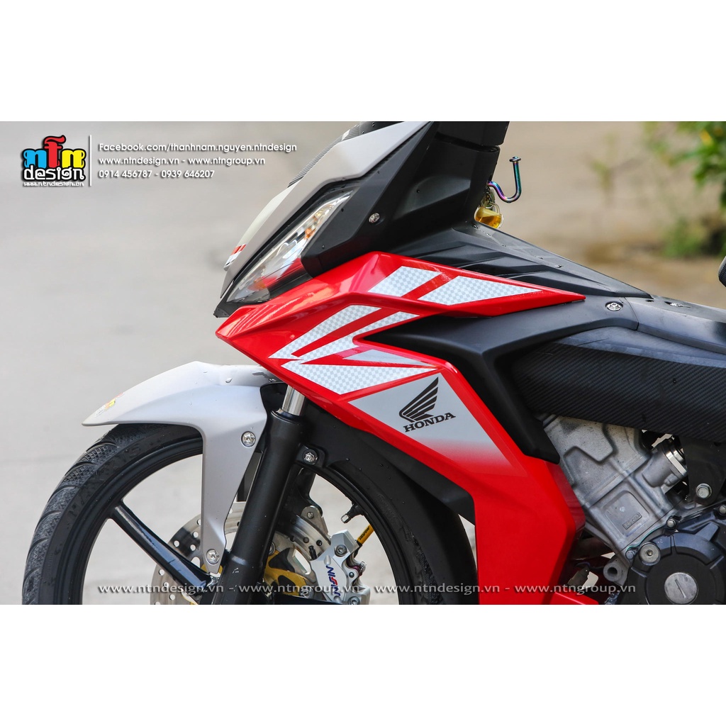 Tem rời Winner V1 mẫu caro trắng bạc dán xe đỏ siêu hot 2023