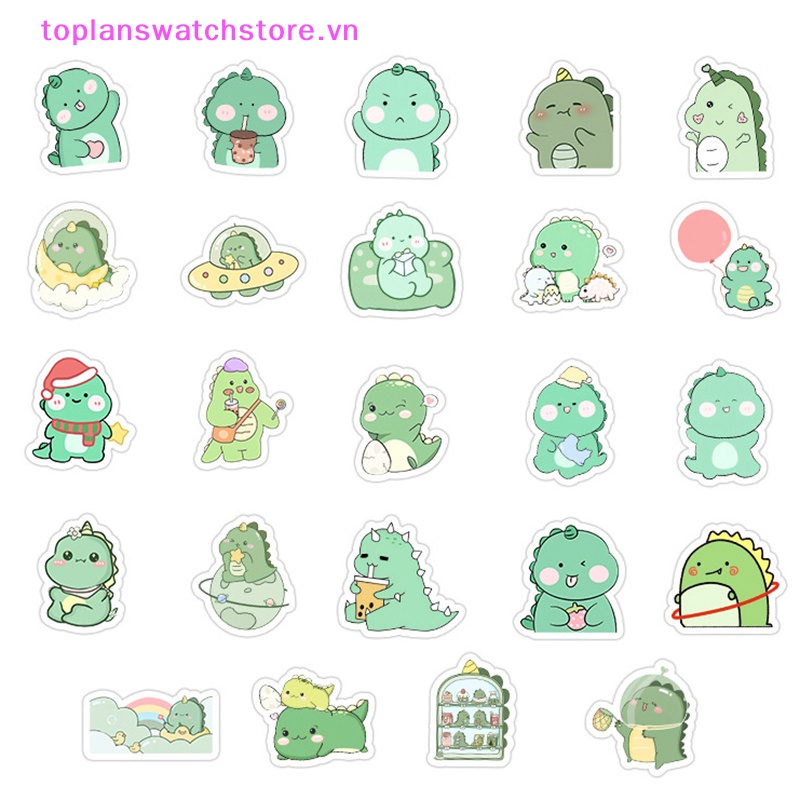 Set 50 sticker Chống Thấm Nước Hình Khủng Long Dễ Thương Dùng Để Trang Trí laptop / Điện Thoại / Ván Trượt vn