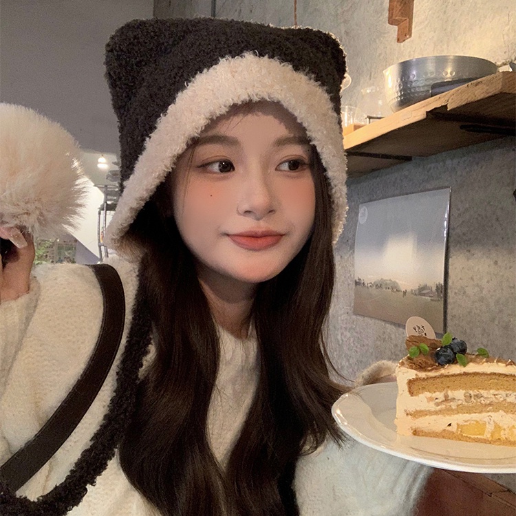 Mũ Len Dệt Kim Đính Tai Gấu Nhỏ Dễ Thương Thời Trang Mùa Đông Cho Nữ