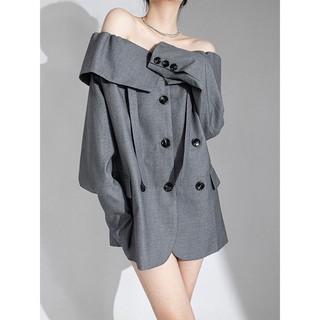 Áo khoác blazer một bên vai dáng rộng thời trang dành cho nữ