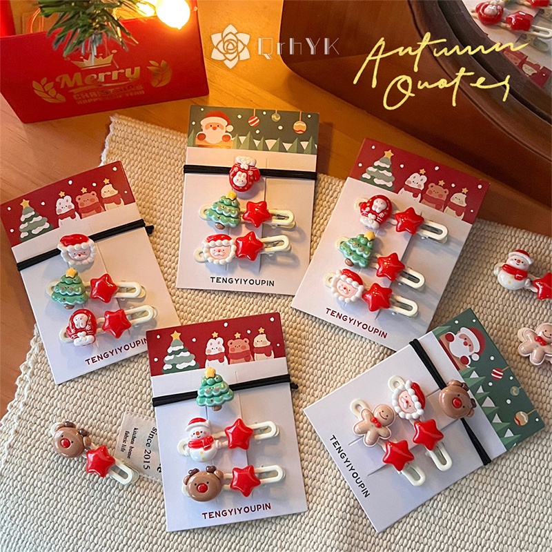 Qr Dây Buộc Tóc Trang Trí Hình Ông Già Noel / Tuần Lộc Giáng Sinh Dễ Thương Mới