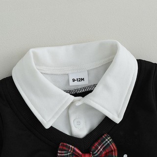 Hian-2 Cái Bộ áo nỉ cổ dài tay có cổ áo Giáng sinh cho bé và quần kẻ sọc
