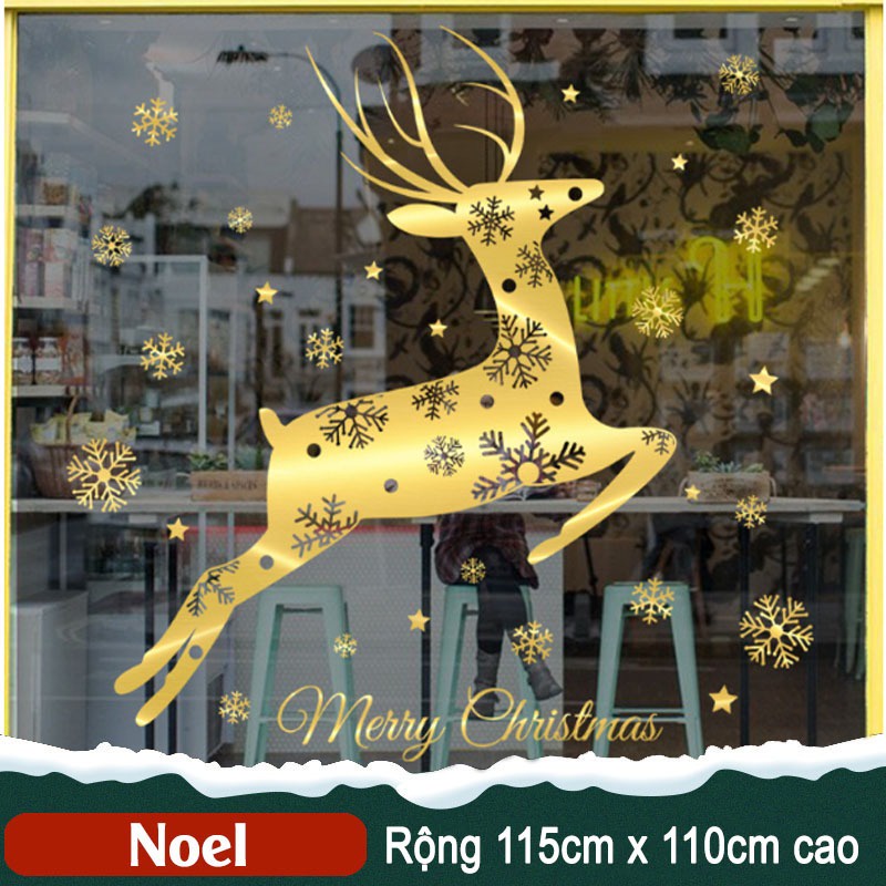 Tổng Hợp - DECAL NOEL HÍT TĨNH ĐIỆN - Vàng Ánh Kím Nhiều Mẫu Đẹp In Sắc Nét
