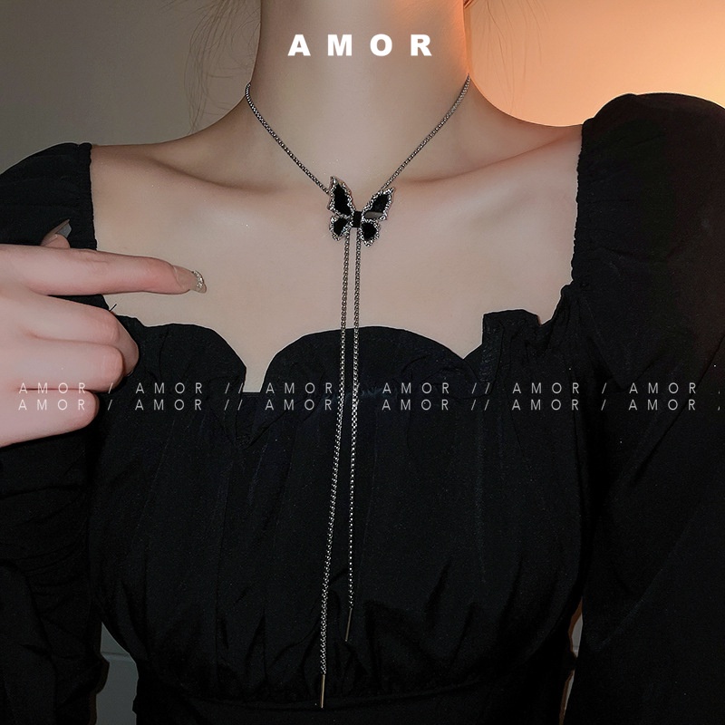 Y2k Vòng Cổ choker Dây Rút Hình Bướm Ngọt Ngào Cá Tính Dành Cho Nữ