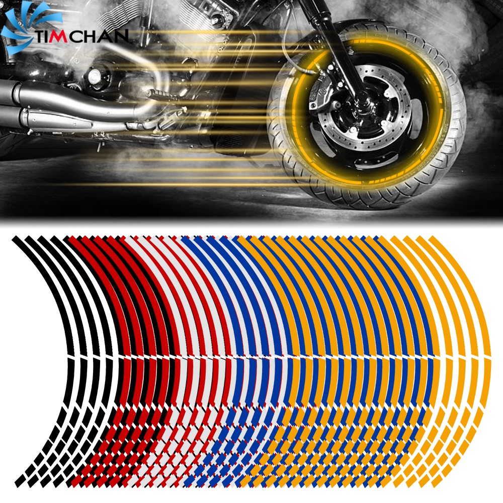 Bộ 16 Miếng Dán Phản Quang 18 inch Dùng Trang Trí Bánh Xe Hơi / Xe Máy Vào Ban Đêm