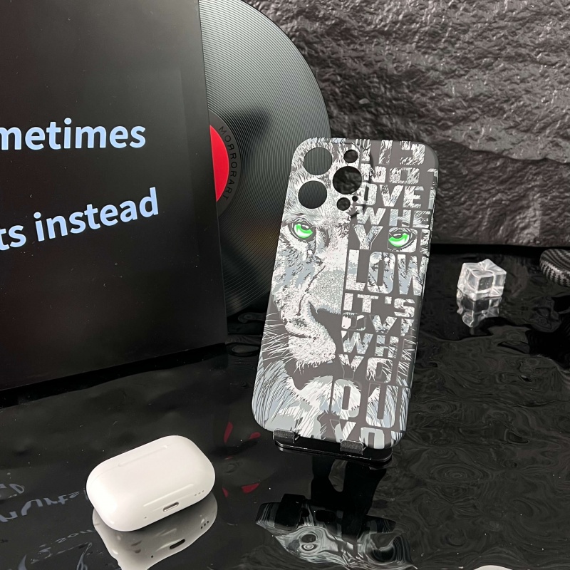 Ôp Điện Thoại Silicon Dẻo Họa Tiết Sư Tử Chống Bám Mồ Hôi / Rơi / Vân Tay Cho iphone 13promax 14plus 12 11 Ốp