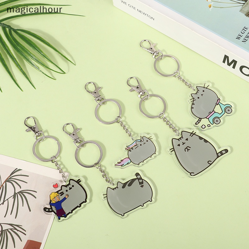 Magicalhour ^ ^ Móc Khóa acrylic Hình Mèo Pusheen Hoạt Hình Nhật Bản Đáng Yêu * Phụ Kiện Mới