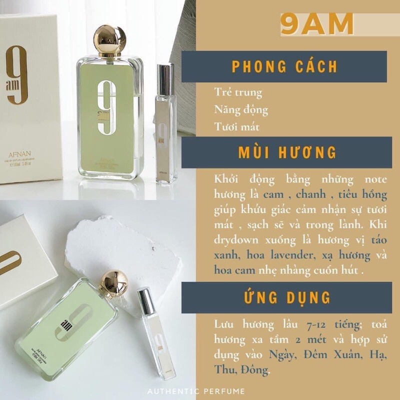 Nước Hoa AFNAN 9AM & 9PM 100ML , năng động - Mùi hương trẻ trung - shoptd