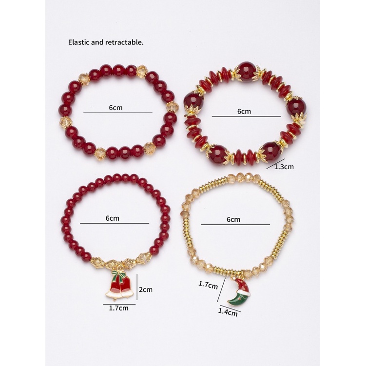 Vòng Tay Nhiều Lớp Đính Hạt Pha Lê Phong Cách bohemian Giáng Sinh