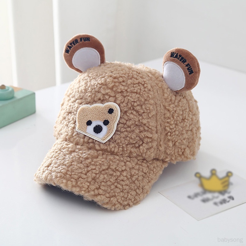 Mũ Bóng Chày Mềm Mại Thoáng Khí Thân Thiện Với Da In Hình Gấu Hoạt Hình Dễ Thương Ấm Áp Co Giãn Tốt