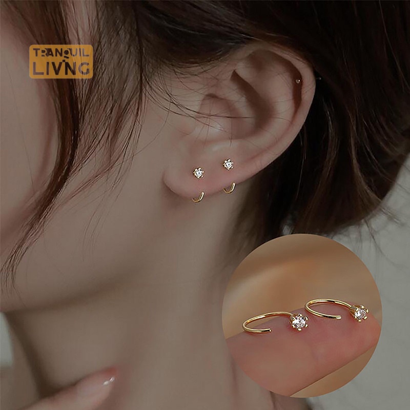 1 Đôi Bông Tai Pha Lê Thanh Lịch Thời Trang Hàn Quốc Cho Nữ