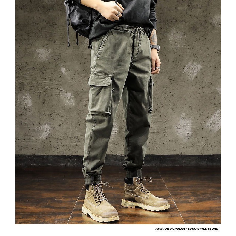 Quần Legging cotton Nguyên Chất Dáng Rộng Phong Cách Quân Đội Cho Nam