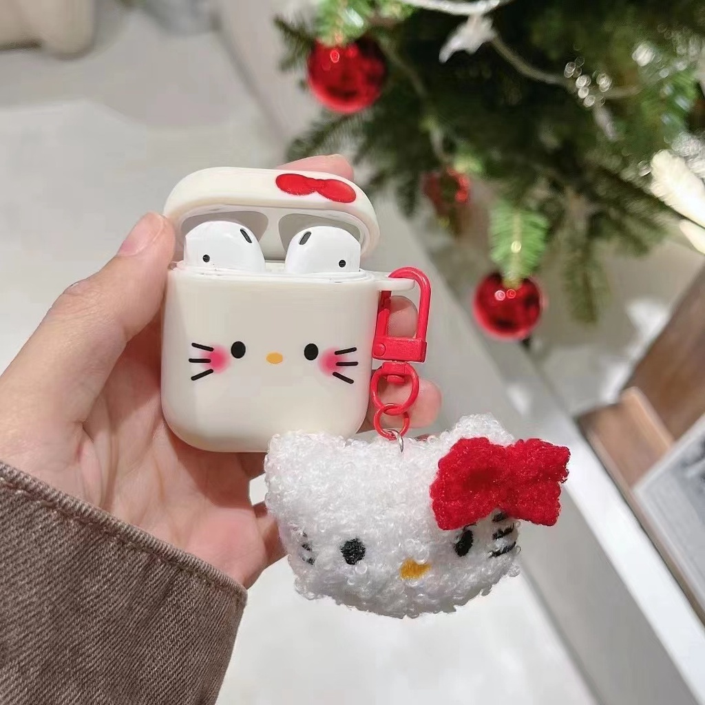 Vỏ Bảo Vệ Hộp Sạc Tai nghe không dây airpods pro / pro 2 3 / 2 / 1 Hình sanrio hello kitty Bằng Vải Bông Dễ Thương