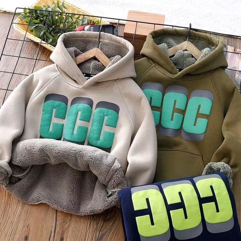 Áo Hoodie Lót Lông Cừu Dày Dặn Thời Trang Mùa Đông 2023 Cho Bé Trai
