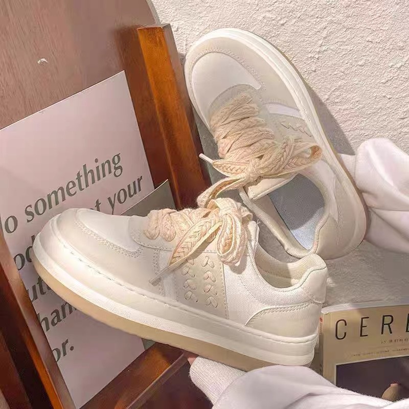 Giày thể thao nữ Hàn Quốc Casual Flat Shoes Sinh viên dày đế thể thao giày trắng