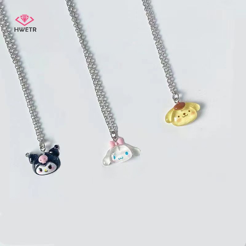 Vòng cổ HWETR có thể điều chỉnh mặt Kuromi Cinnamoroll Mymelody dễ thương cho nữ