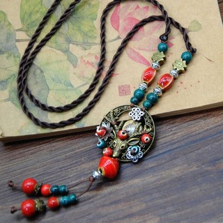 Dây chuyền dáng dài mặt gốm sứ phong cách retro px6