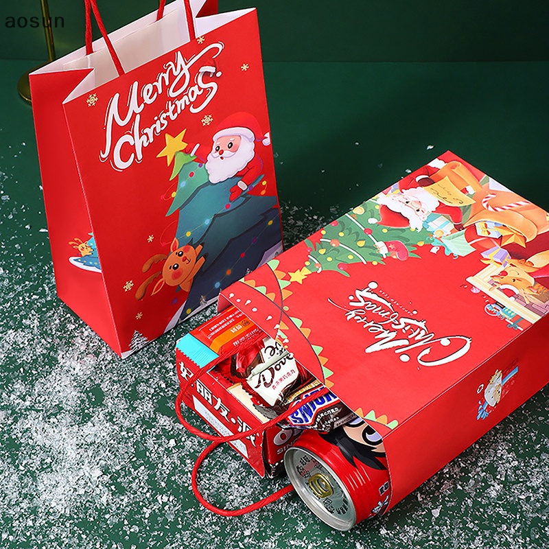Aosun Túi Giấy kraft Đựng Quà Giáng Sinh Hình Ông Già Noel Tuần Lộc Dễ Thương