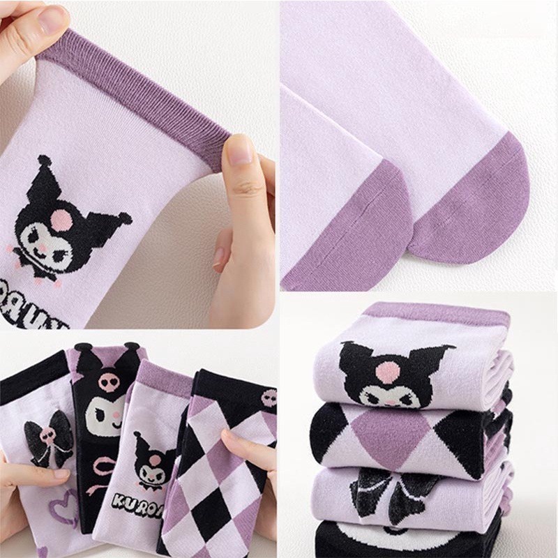 Vớ cotton Cổ Trung Họa Tiết Hoạt Hình sanrio Nhật Bản Dễ Phối Đồ Cho Bé