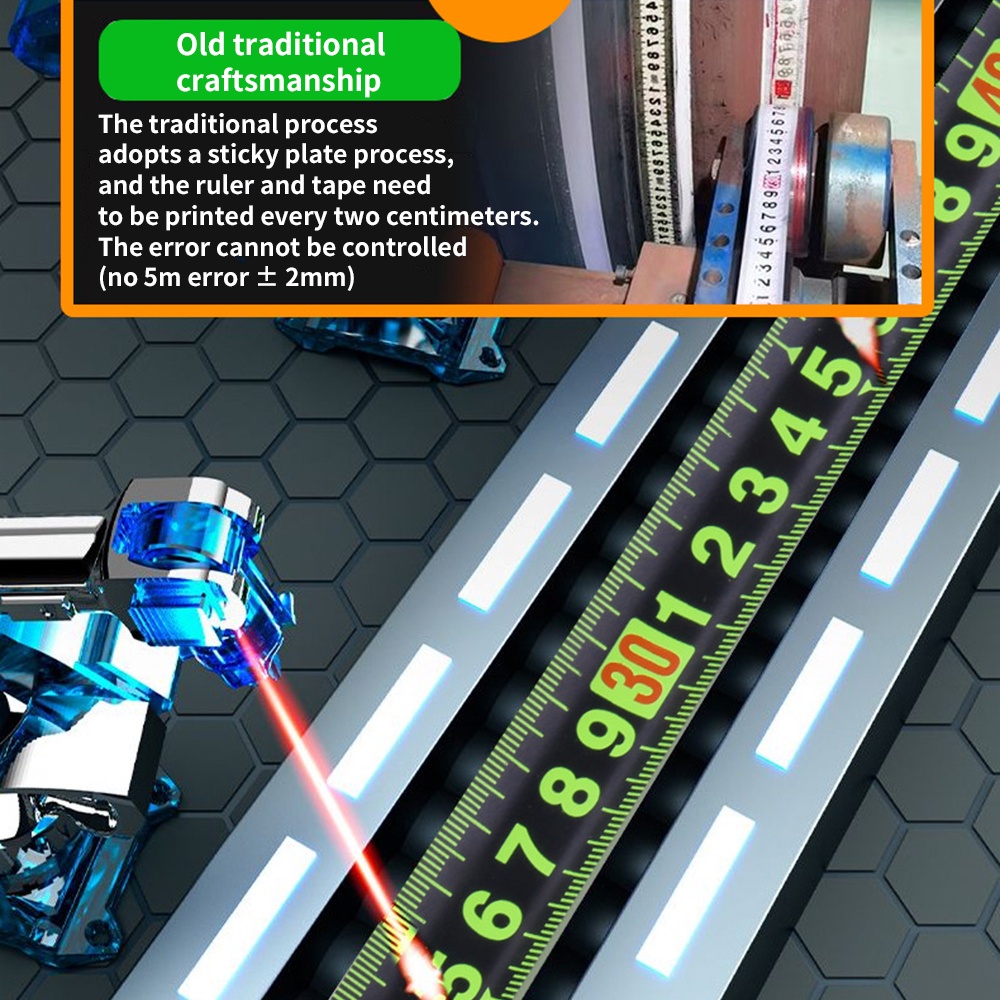 Pcbfun Thước dây huỳnh quang Pcbfun, thước dây dạ quang, thước dây thép, độ chính xác cao, dày, chống mài mòn và chống rơi