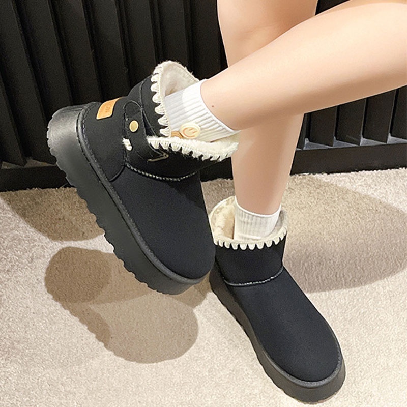 Giày Bốt Đi Tuyết Lót Nhung cotton Dày Dặn Giữ Ấm Mùa Đông Phong Cách Mới Cho Nữ