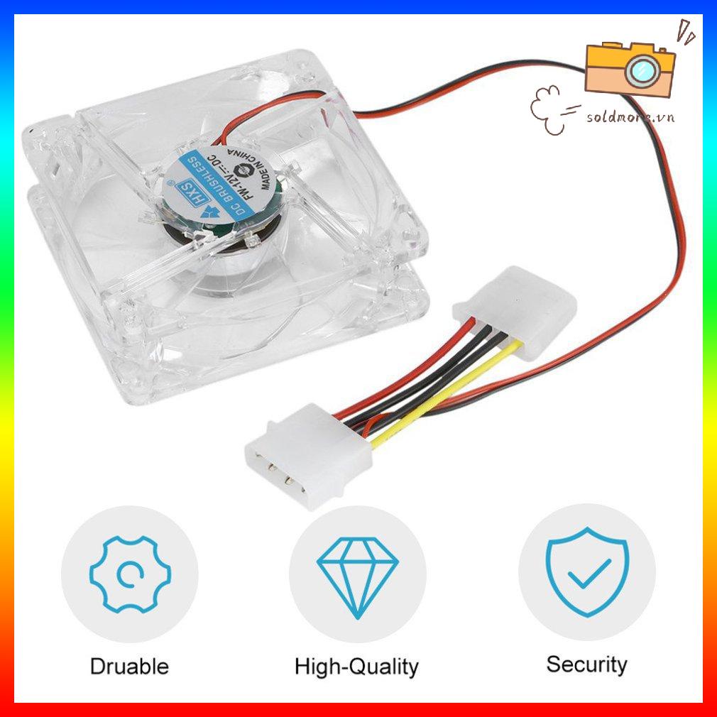 Quạt CPU máy tính 80MM Led Silent PC 12V Led Luminous Chass Quạt làm mát