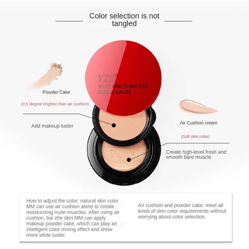 Kết hợp phấn đệm khí hai lớp YZS nhẹ, kiểm soát dầu và lâu trôi, che phủ hoàn hảo các khuyết điểm. ,ĐÓ LÀ GIRL YÊU TRANG ĐIỂM