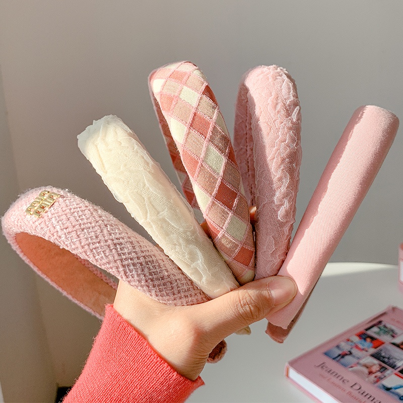 Băng Đô Cài Tóc Rửa Mặt Màu Hồng Dễ Thương Thời Trang Hàn Quốc