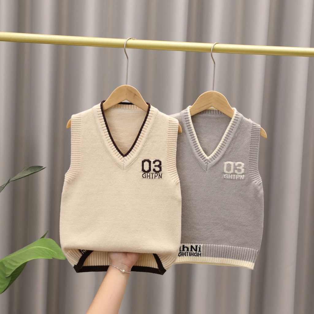 Áo Len Không Tay Phong Cách Mới Dành Cho Bé Trai