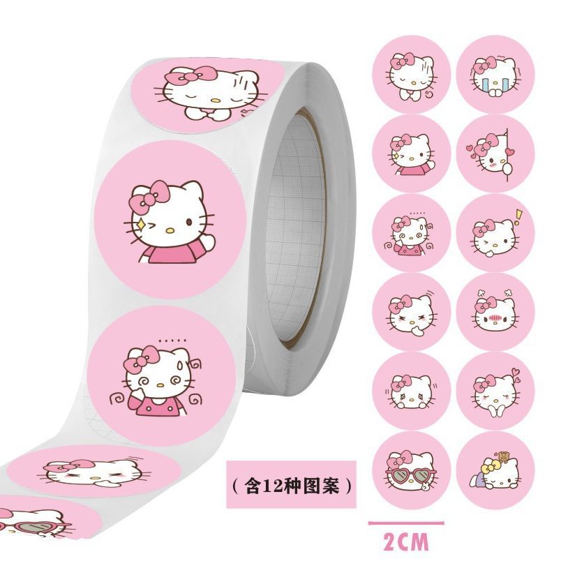 Cuộn 500 Nhãn Dán Hoạt Hình sanrio hellokitty Trang Trí Mũ Bảo Hiểm Xe Đạp
