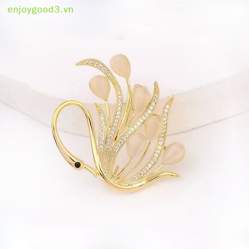 / / Trâm Cài Áo / / Trâm Cài Áo Hình Thiên Nga Đá Mắt Mèo Cá Tính Tinh Tế Chất Lượng Cao Phụ Kiện Trang Sức Cao Cấp