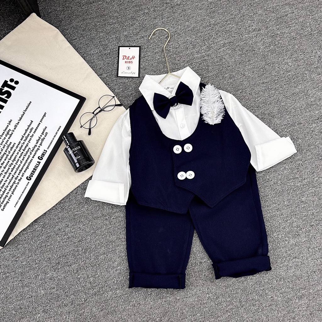 Sét công tử cho bé trai 10-30kg, bộ vest công tử cho bé trai mẫu hàn quốc