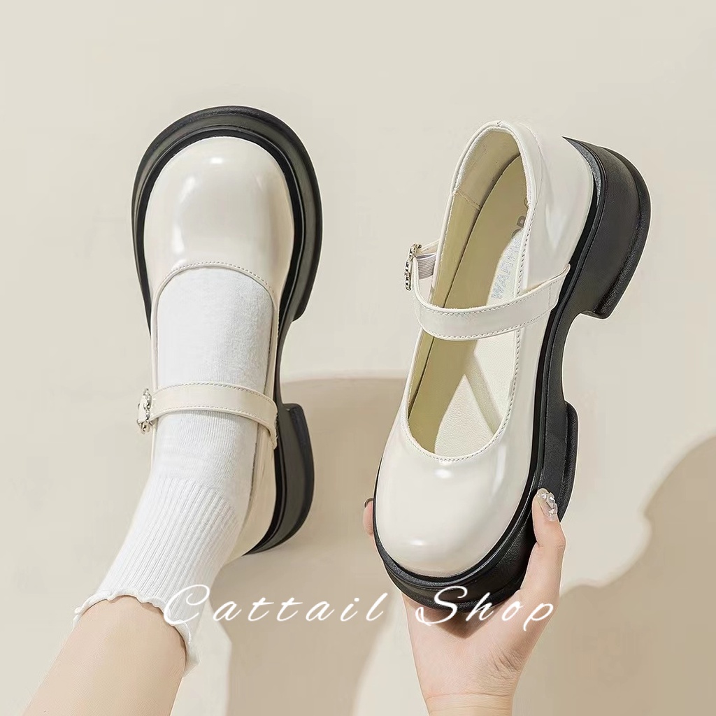 DISHULAN  giày búp bê Mary Jane Lolita Đế da mềm đế êm thời trang Đẳng cấp Thời thượng Điều chỉnh được Cá tính Tự nhiên FLF23B0YAV 48Z231130