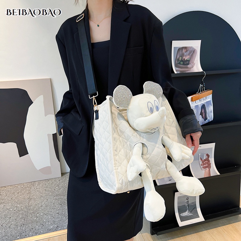 BEIBAOBAO Mới Túi tote Đeo Vai Sức Chứa Lớn In Hình Chuột mickey Thời Trang Chất Lượng Cao